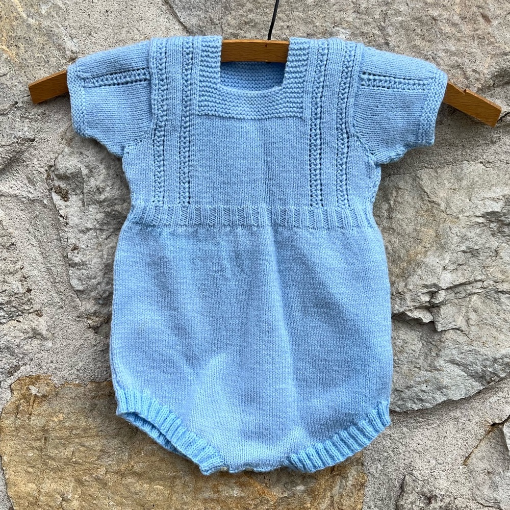 Knitted baby blue one piece 3-6